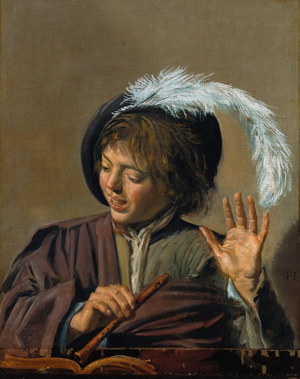 Zingende jongen met fluit door Frans Hals