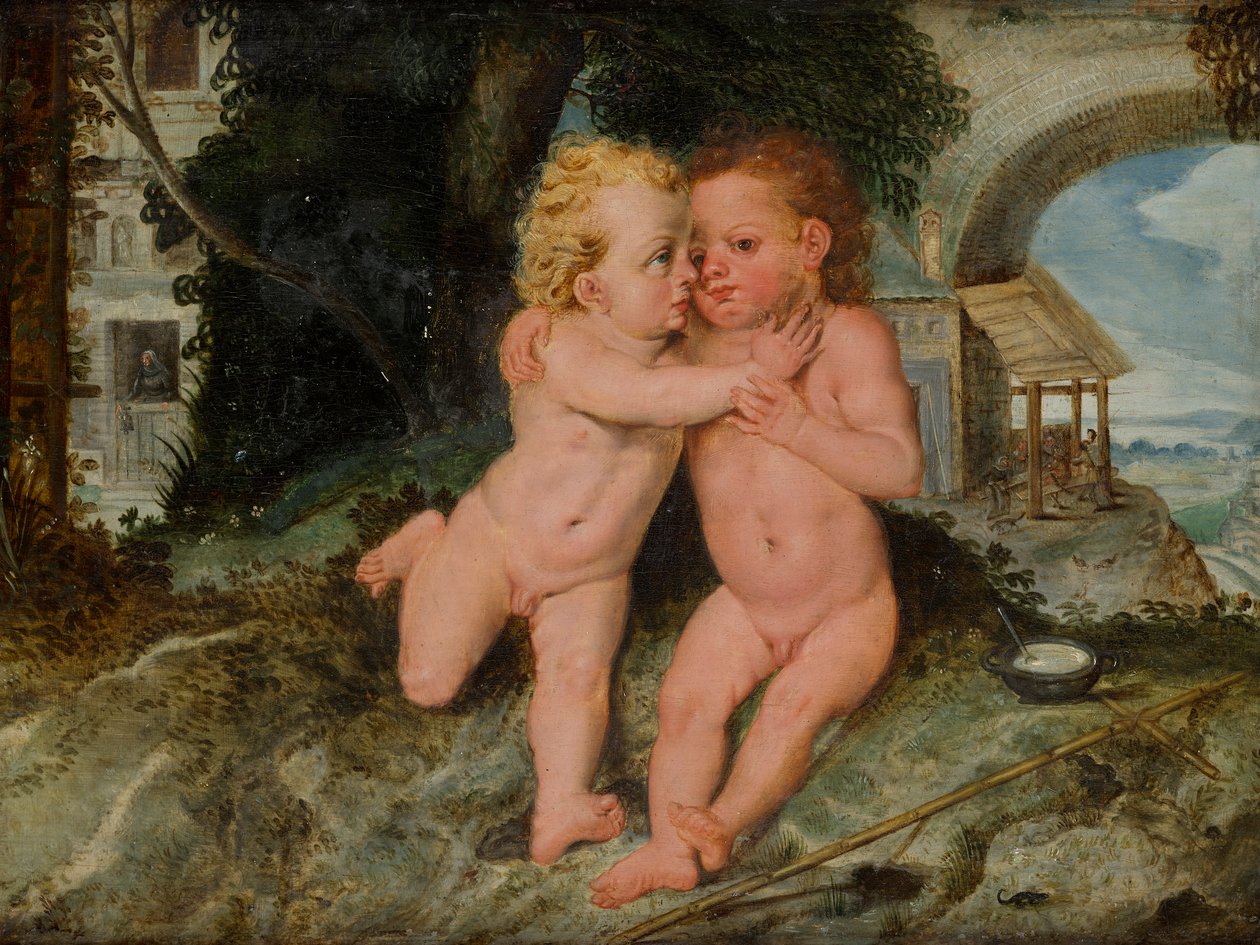 Christuskind met Johannes de Doper als kind door Frans Floris