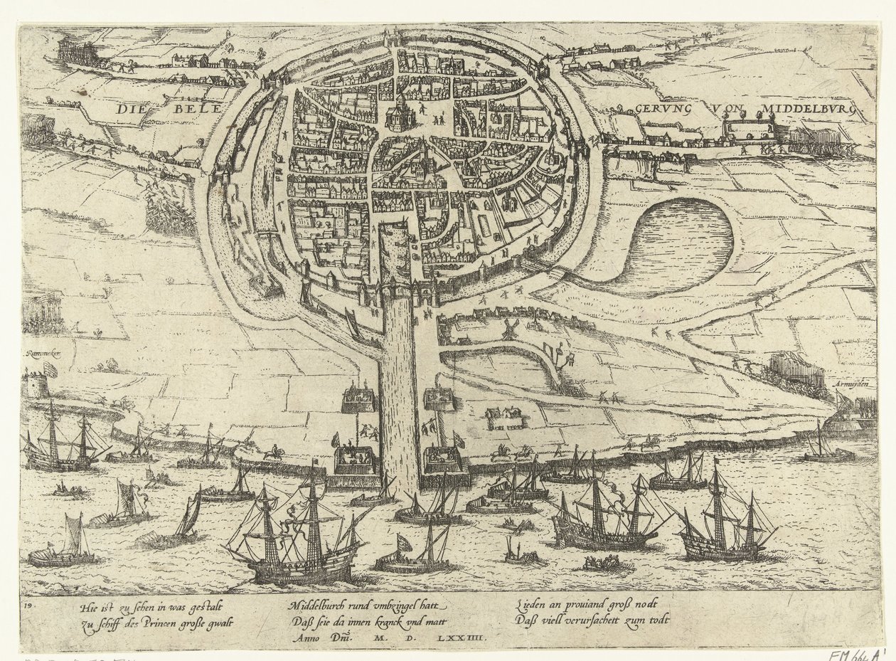 Beleg van Middelburg, 1574 door Frans Hogenberg