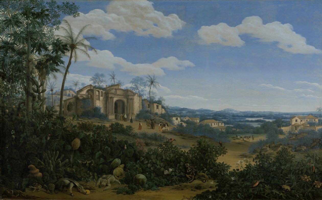 Uitzicht op Olinda, Brazilië door Frans Post