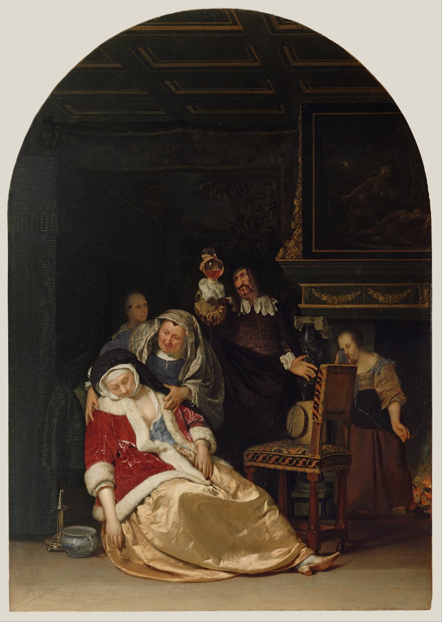 Het bezoek van de dokter door Frans van Mieris the Elder