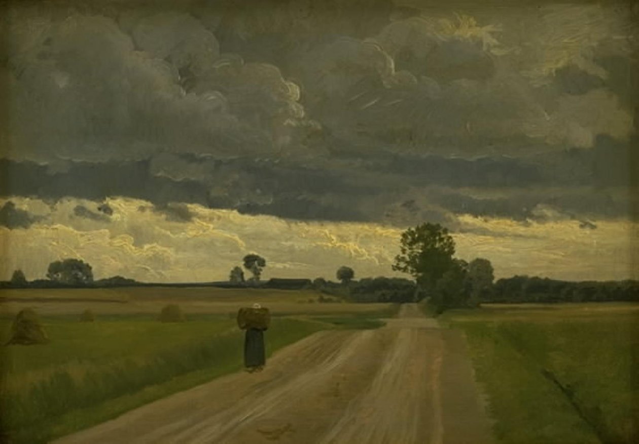Landschap in grijs weer door Frants Henningsen