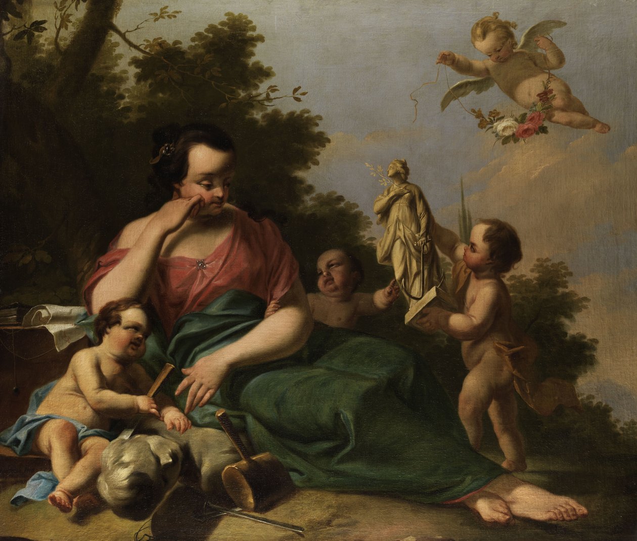Allegorie van de beeldhouwkunst door Franz Anton Ermeltraut