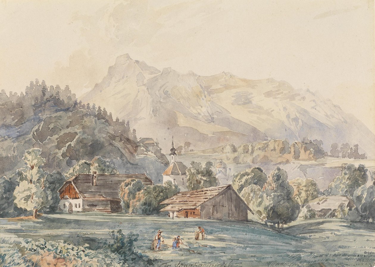 Het dorp Gnigl bij Salzburg door Franz Barbarini