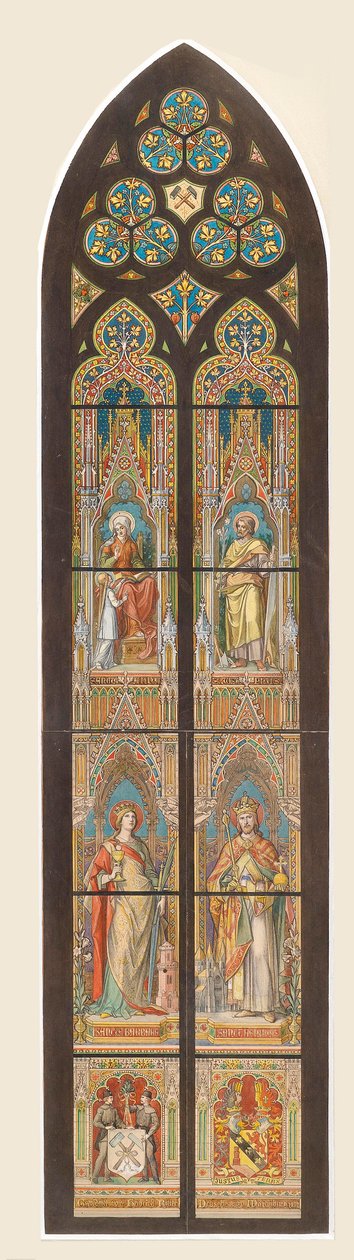 Ontwerp voor glas-in-loodraam Votivkirche, Wenen door Franz Jobst