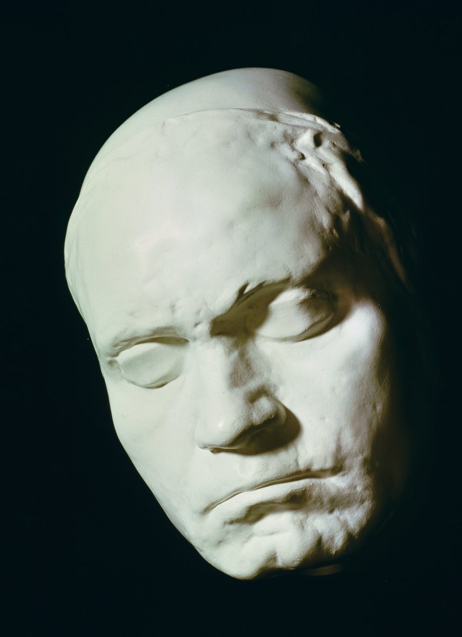 Masker van Beethoven (1770-1827), genomen uit het leven op 42-jarige leeftijd, 1812 door Franz Klein
