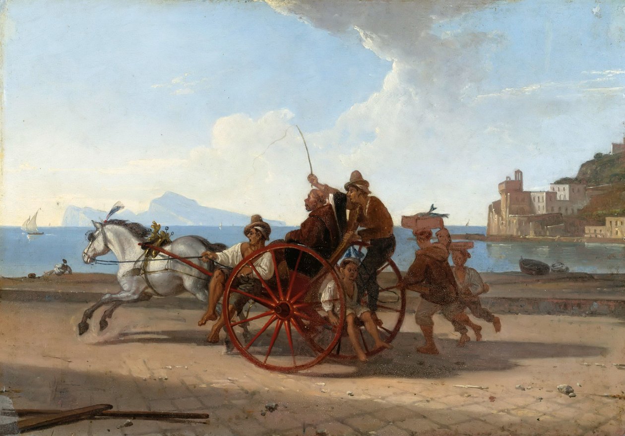 Napolitaanse kar met monnik door Franz Ludwig Catel