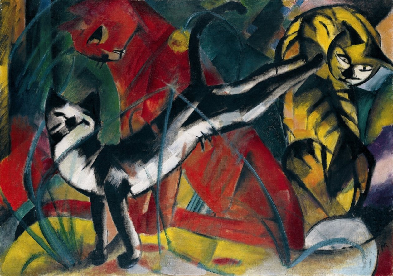 Drie grote katten door Franz Marc
