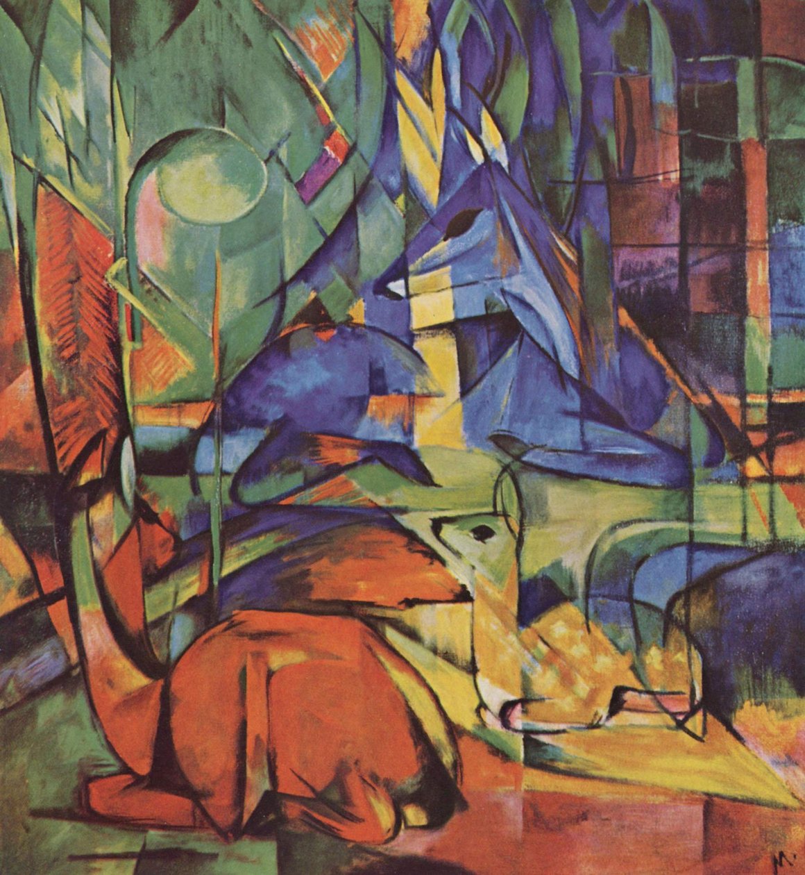 Herten in het bos door Franz Marc