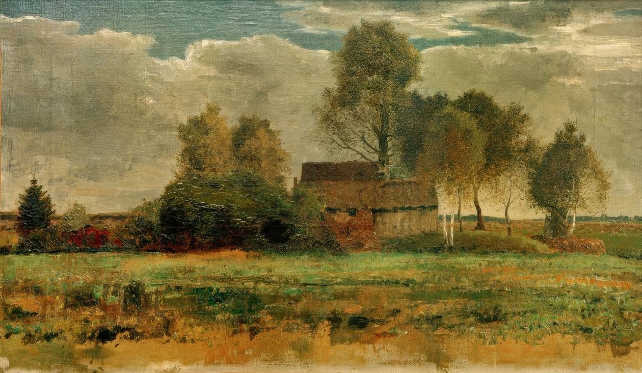 Turfhutten in Dachauer Moos door Franz Marc