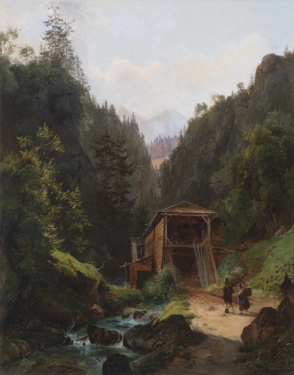 Landschap met molen door Franz Wipplinger