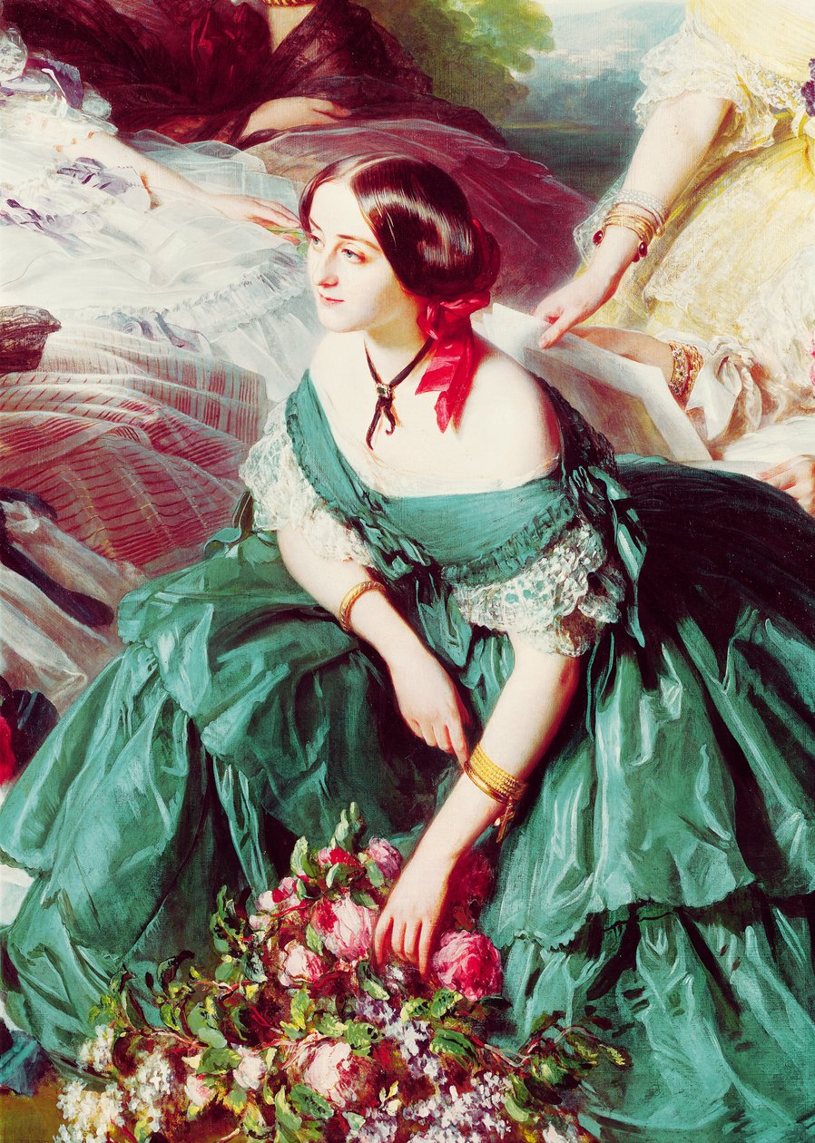 Keizerin Eugenie en haar hofdames, detail van de markiezin van Montebello, 1855 door Franz Xaver Winterhalter