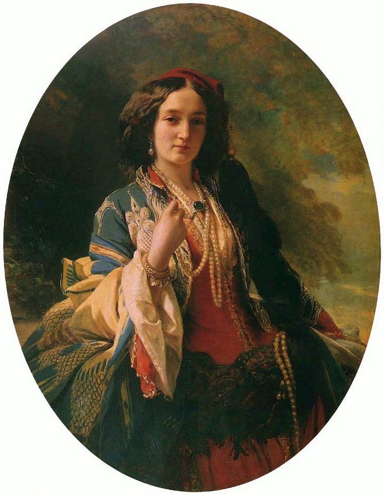 Portret van Katarzyna Potocka née Branicka in oosterse kleding door Franz Xaver Winterhalter
