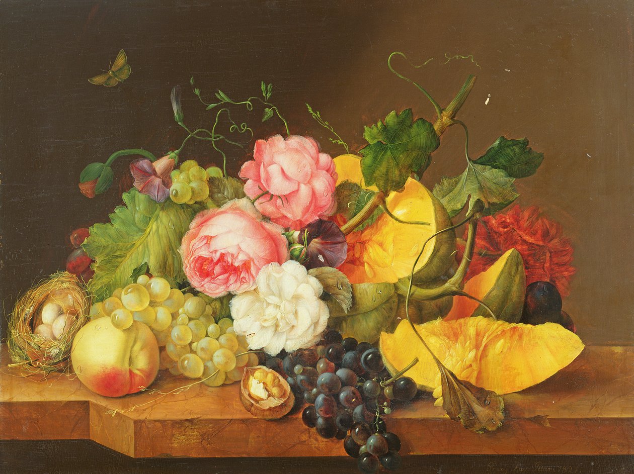 Stilleven met Bloemen en Fruit, 1821 door Franz Xavier Petter