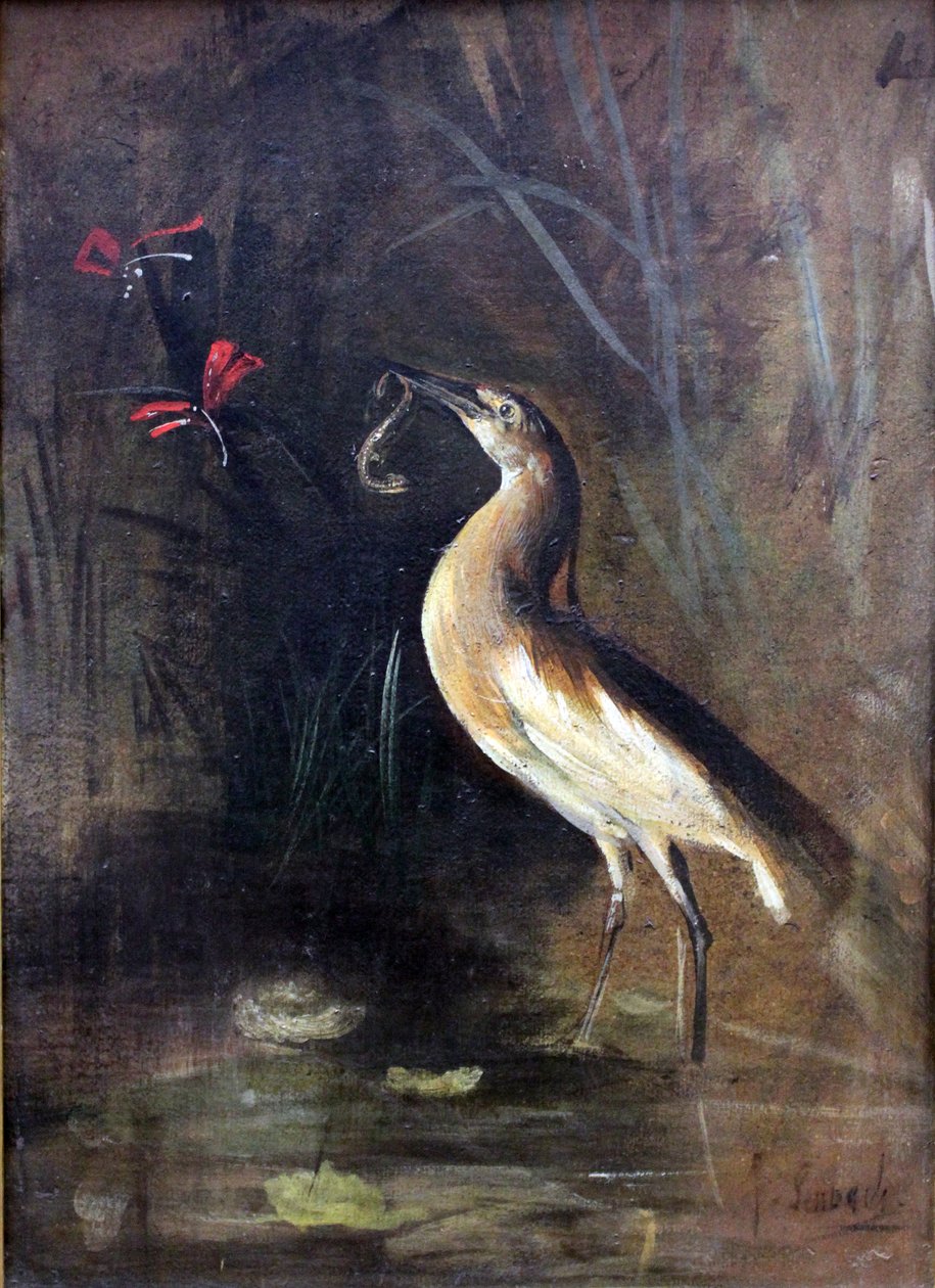Reiger en salamander door Franz Seraph von Lenbach