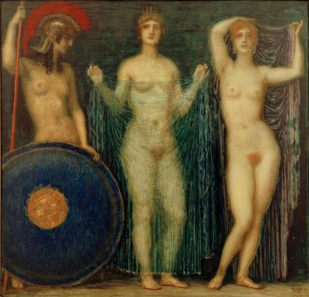 De drie godinnen Athena, Hera en Aphrodite door Franz von Stuck