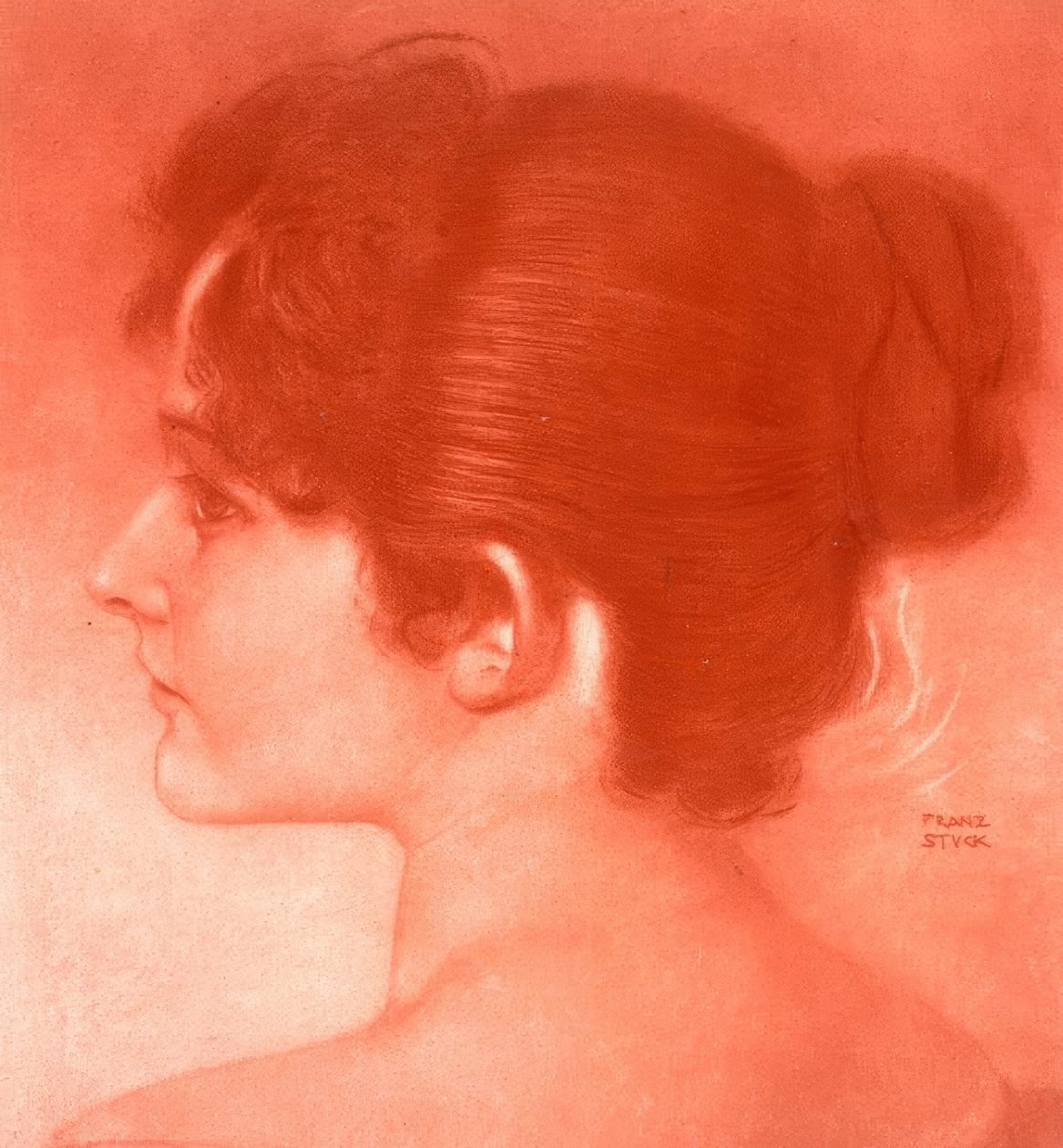 Vrouwelijke studiehoofd door Franz von Stuck