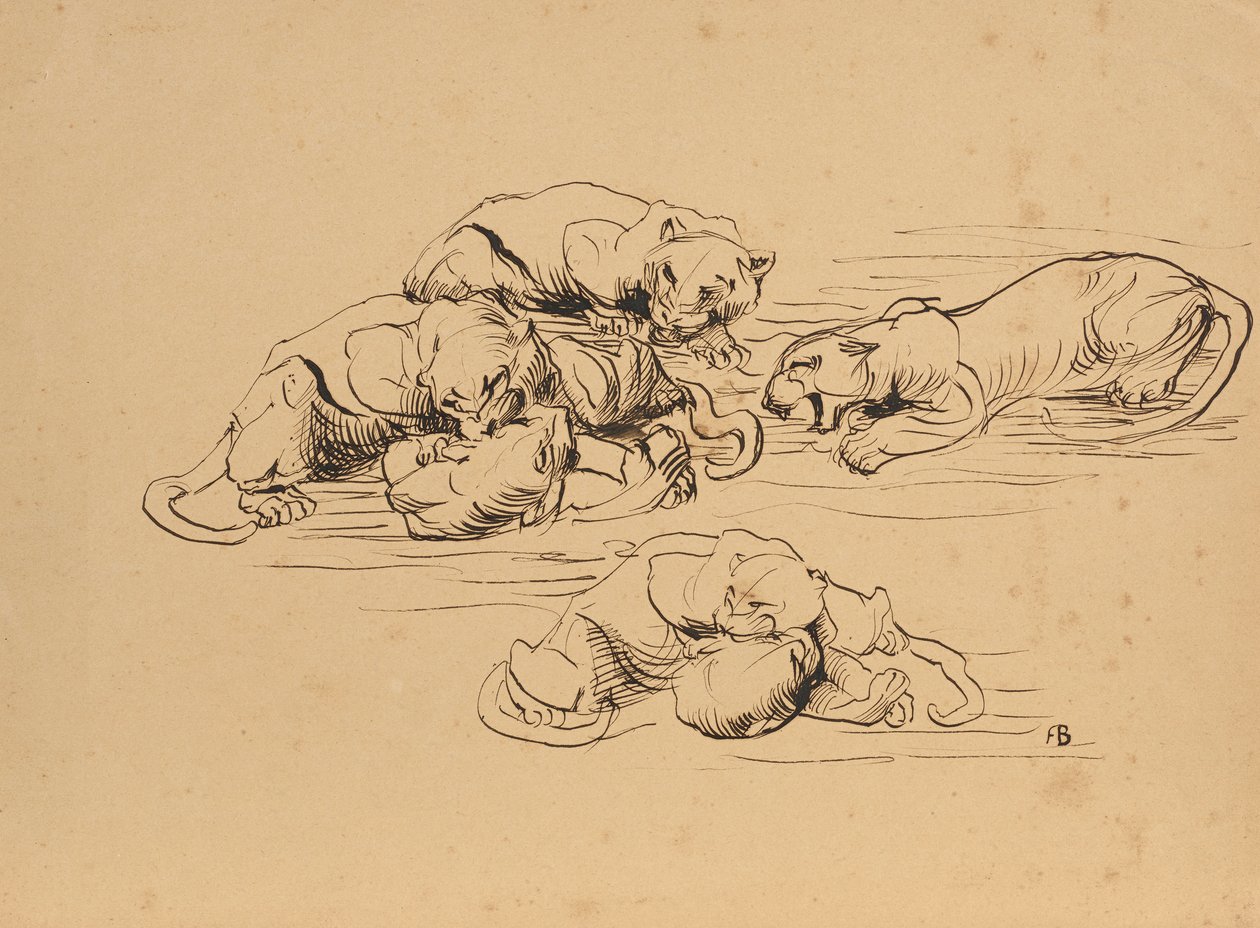 Vechtende Sundapanters door Franz Barwig d. Ä.