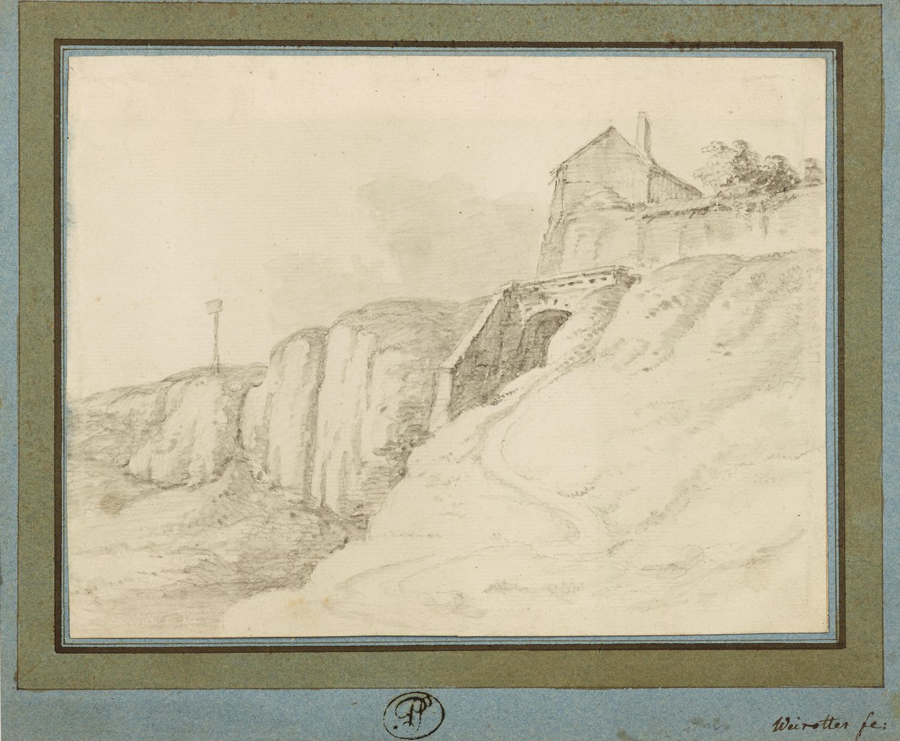 Huis over kliffen (brug) door Franz Edmund Weirotter