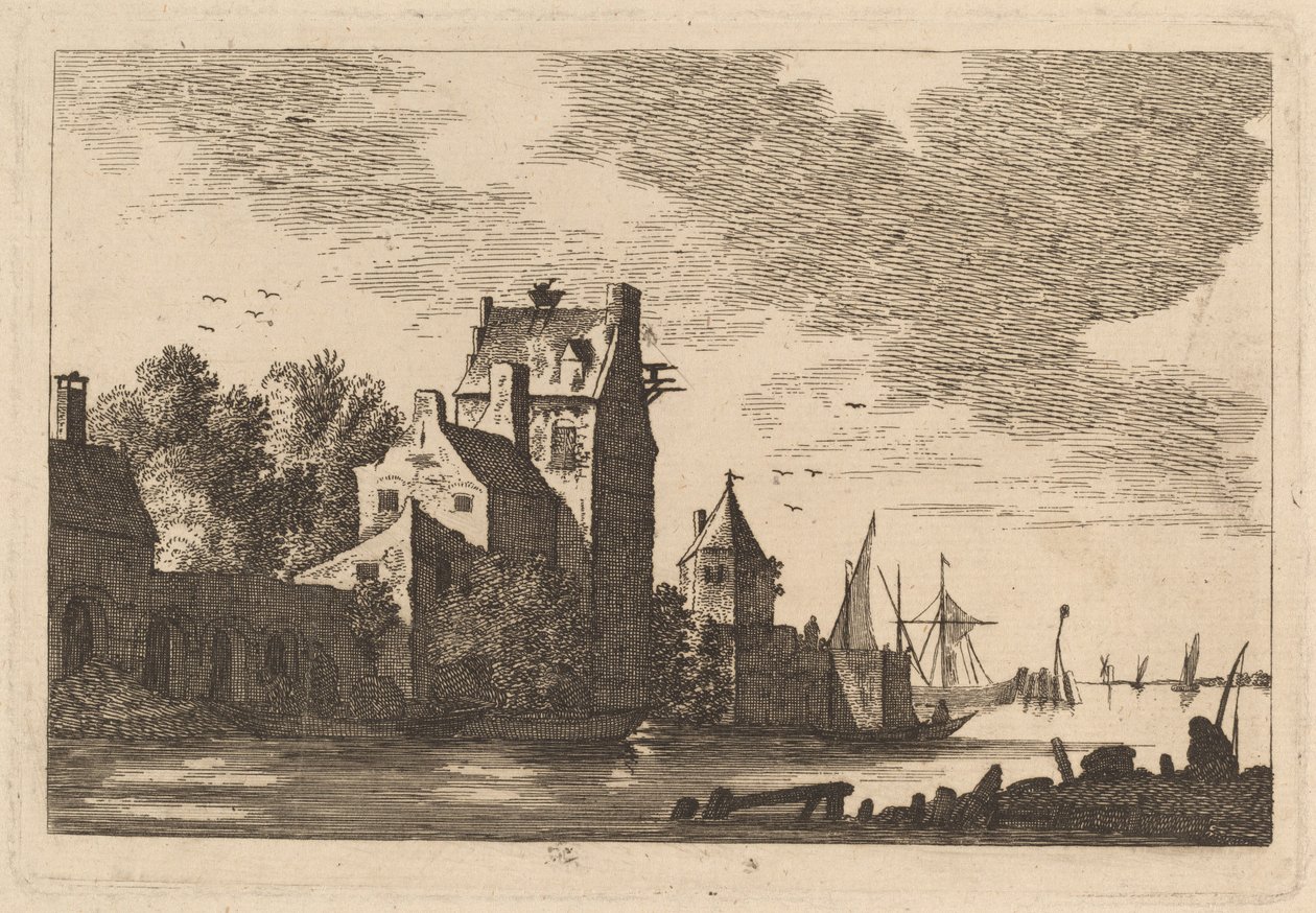 Huizen aan een inham door Franz Edmund Weirotter