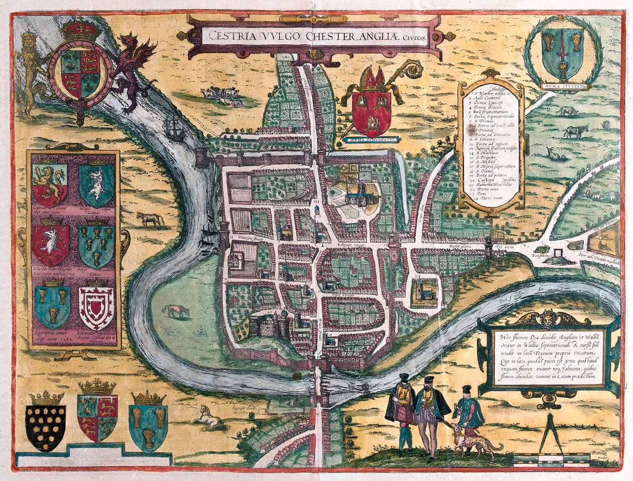 Chester - Groot-Brittannië (gravure) door Franz Hogenberg