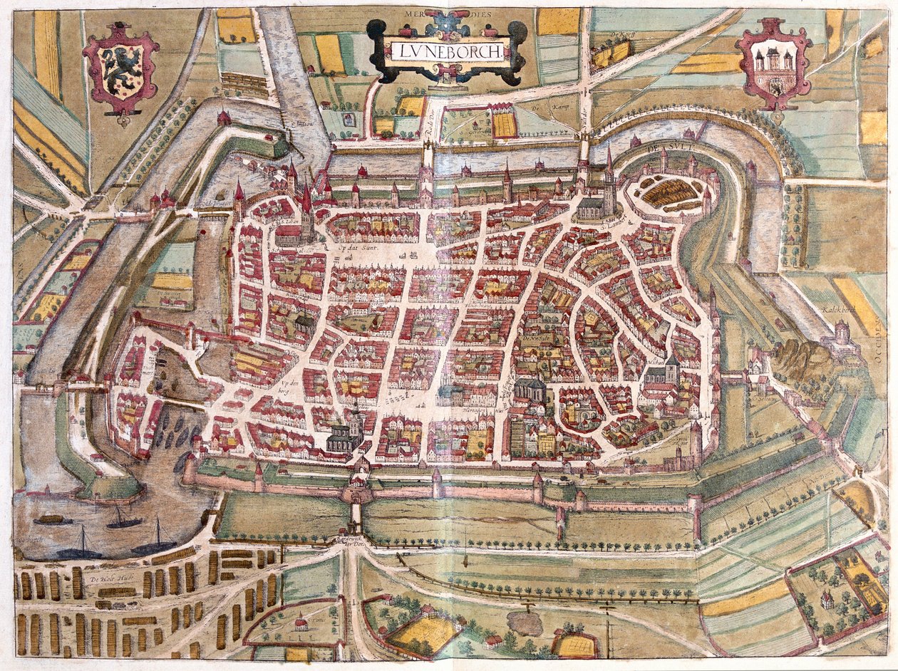 Lüneburg, Duitsland (gravure) door Franz Hogenberg