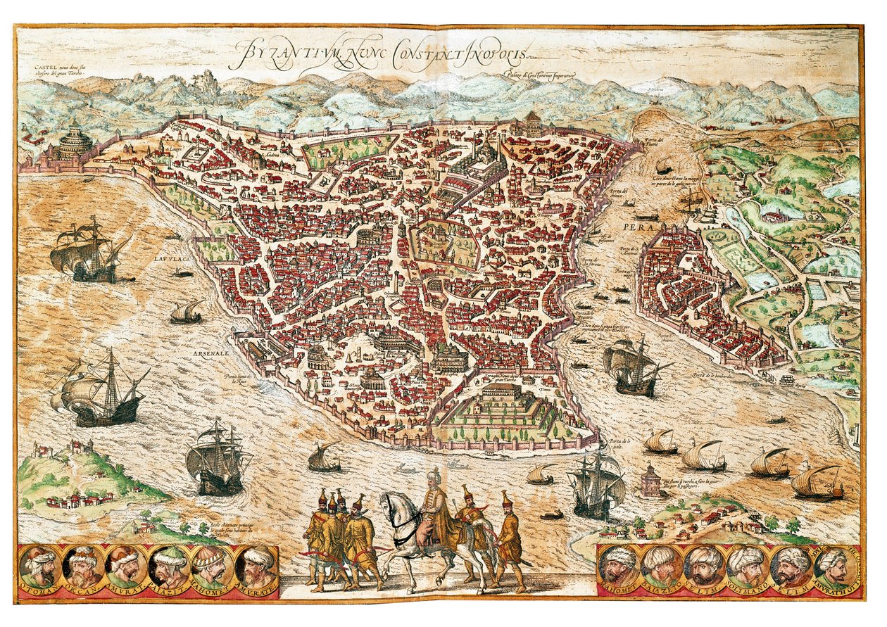 Kaart van Byzantium door Franz Hogenberg