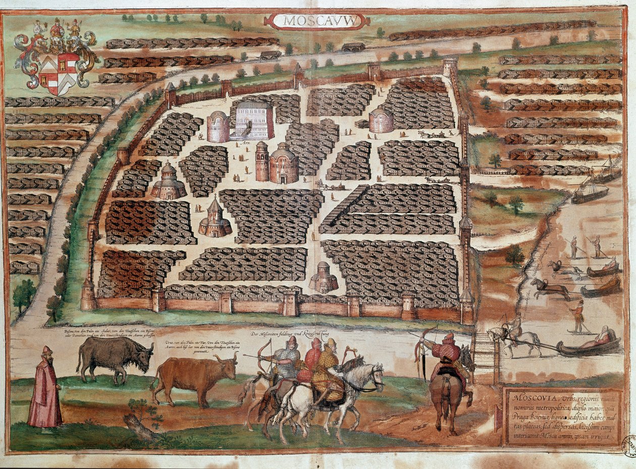 Kaart van Moskou (gravure) door Franz Hogenberg