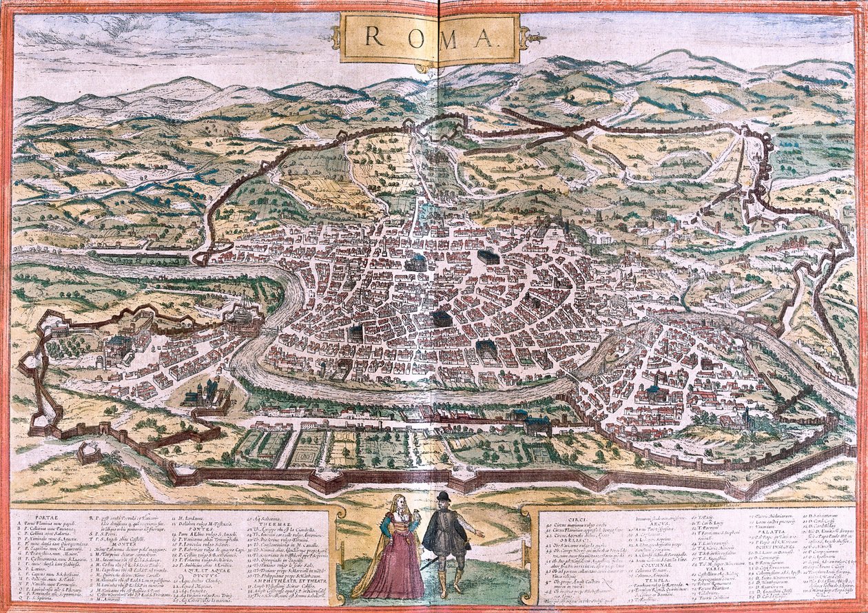 Plan van Rome, Italië door Franz Hogenberg