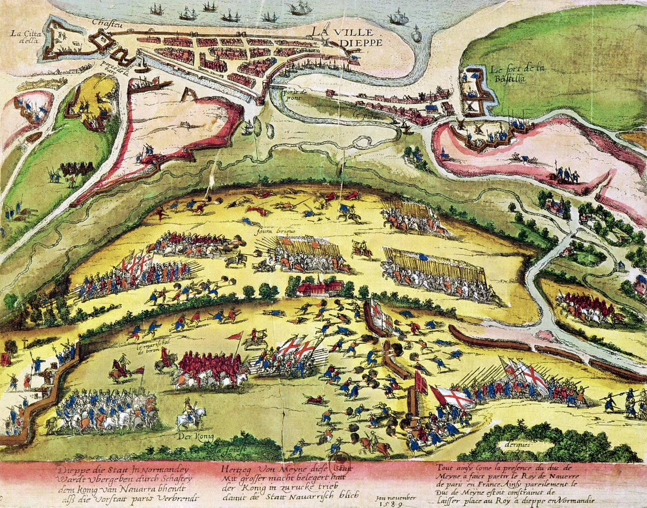 Het Beleg van Dieppe in 1589 door Franz Hogenberg