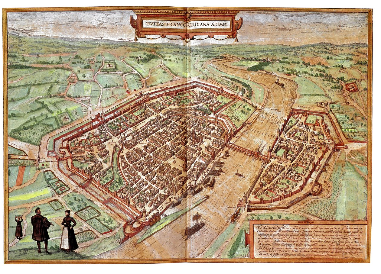 Uitzicht op Frankfurt am Main, Duitsland door Franz Hogenberg