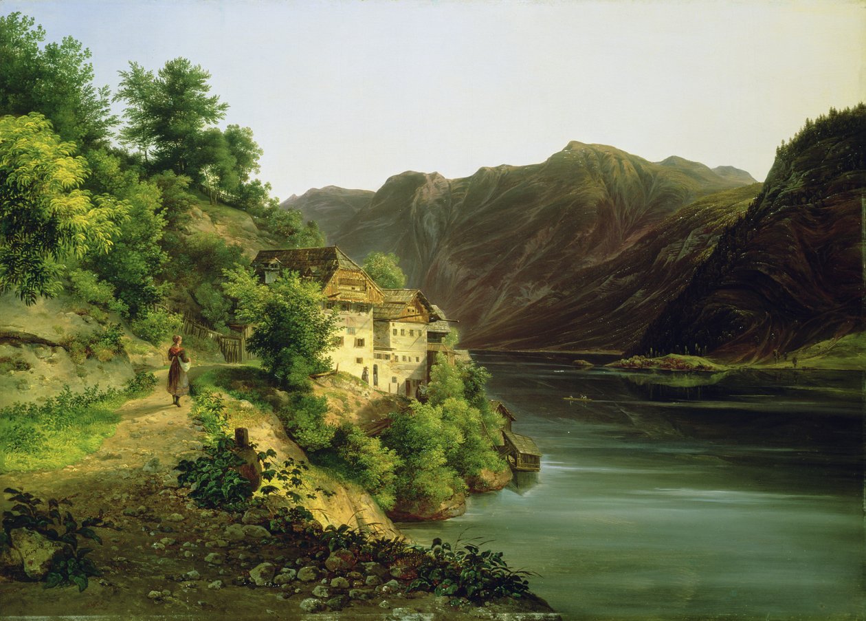 Het Hallstattermeer, 1824 door Franz II Steinfeld