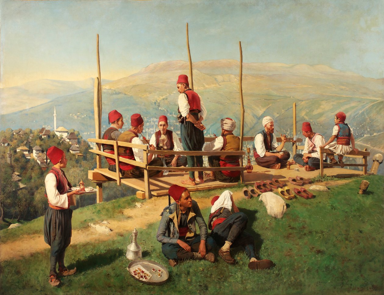 Turks koffiehuis in Sarajevo door Franz Leo Ruben