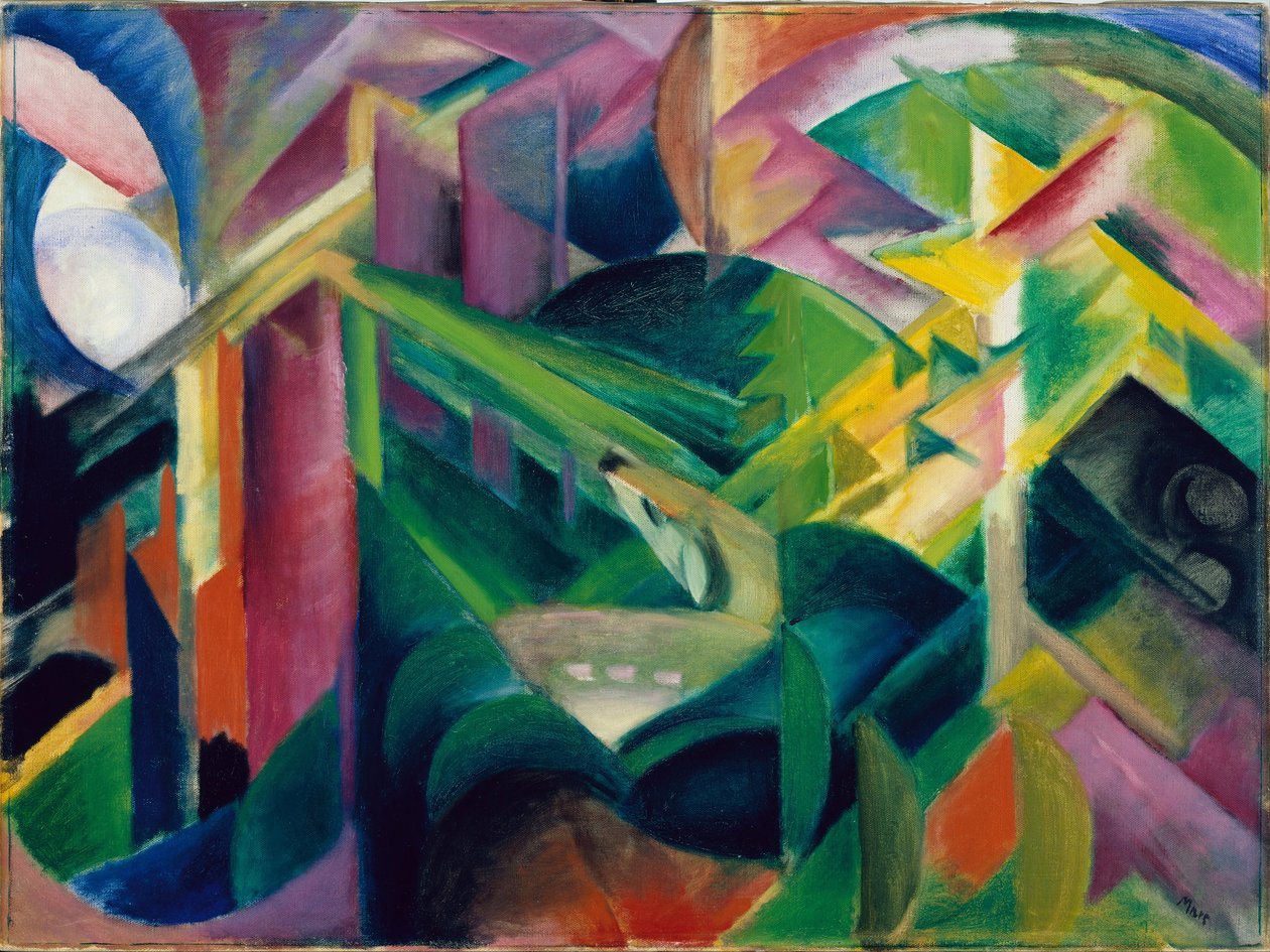 Herten in Kloostertuin door Franz Marc