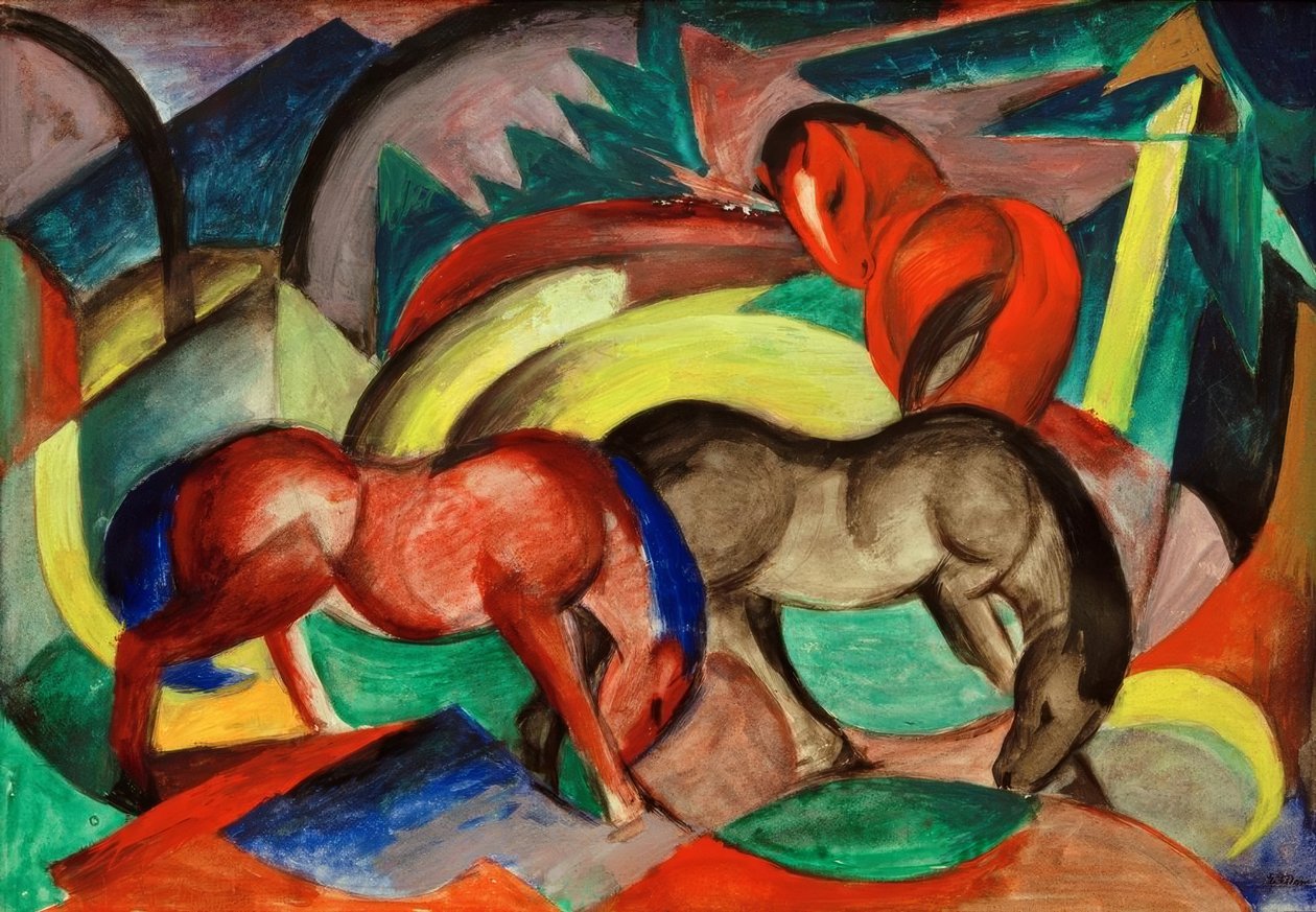 Drie paarden door Franz Marc