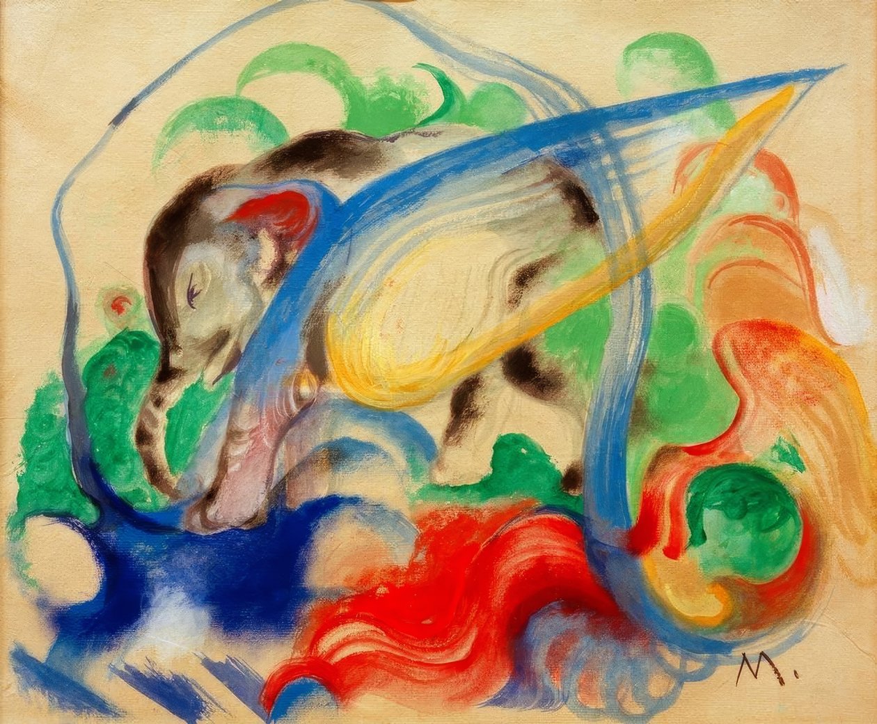 Fabeldier (Grijze olifant) door Franz Marc