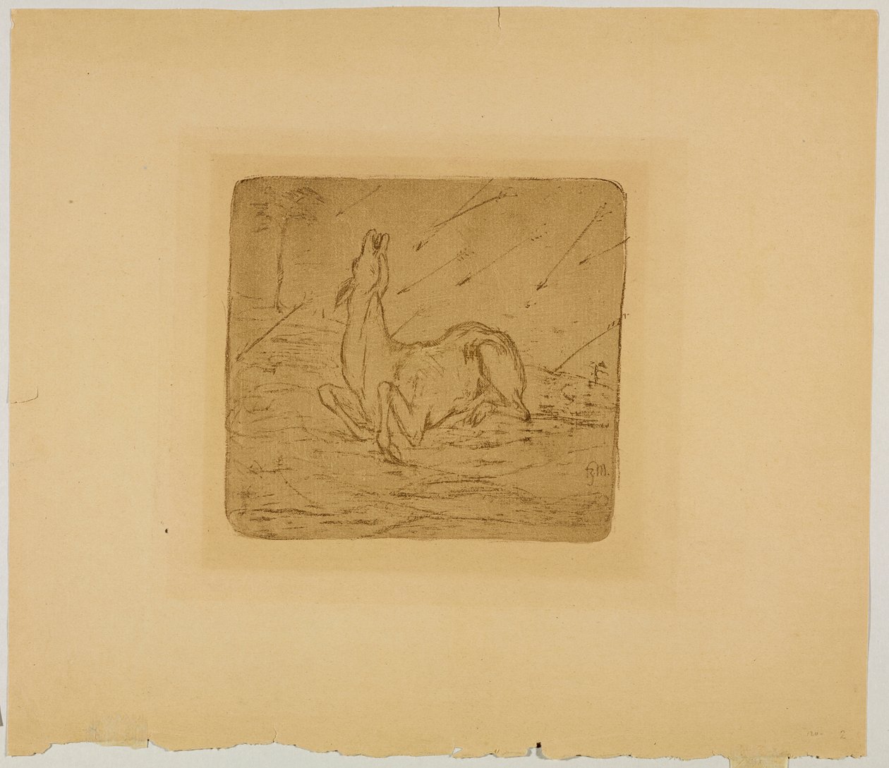 Duits: stervend hert door Franz Marc