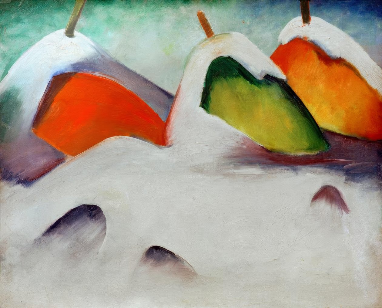 Hurken in de sneeuw door Franz Marc