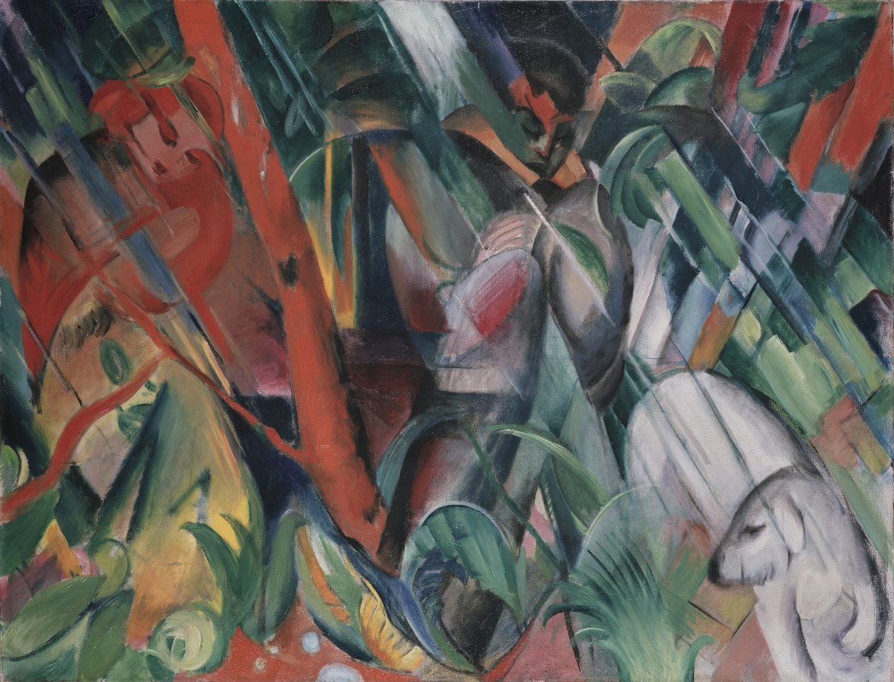In de Regen, 1912 door Franz Marc
