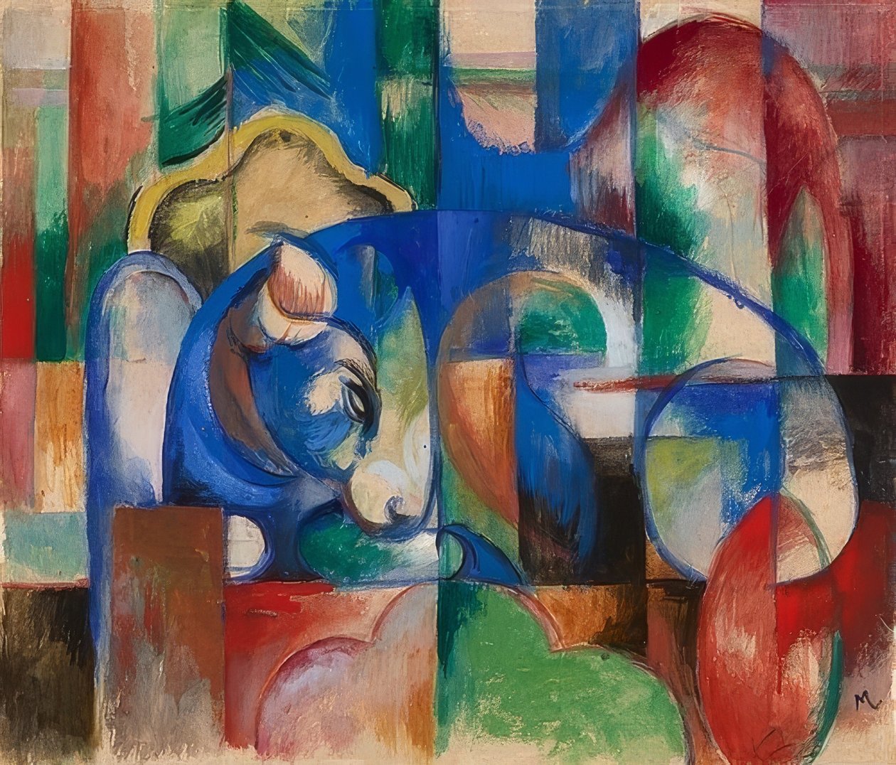 Liggende stier door Franz Marc