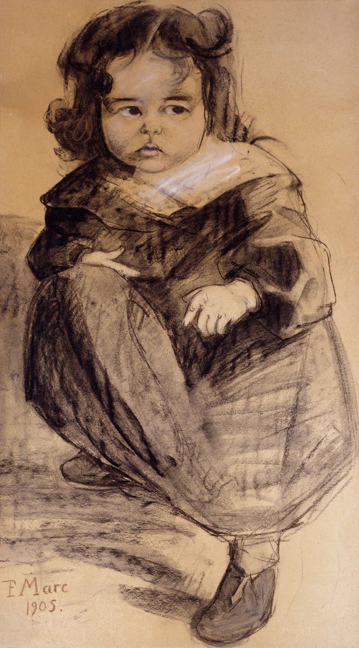 Klein meisje met een witte kraag, 1905 door Franz Marc