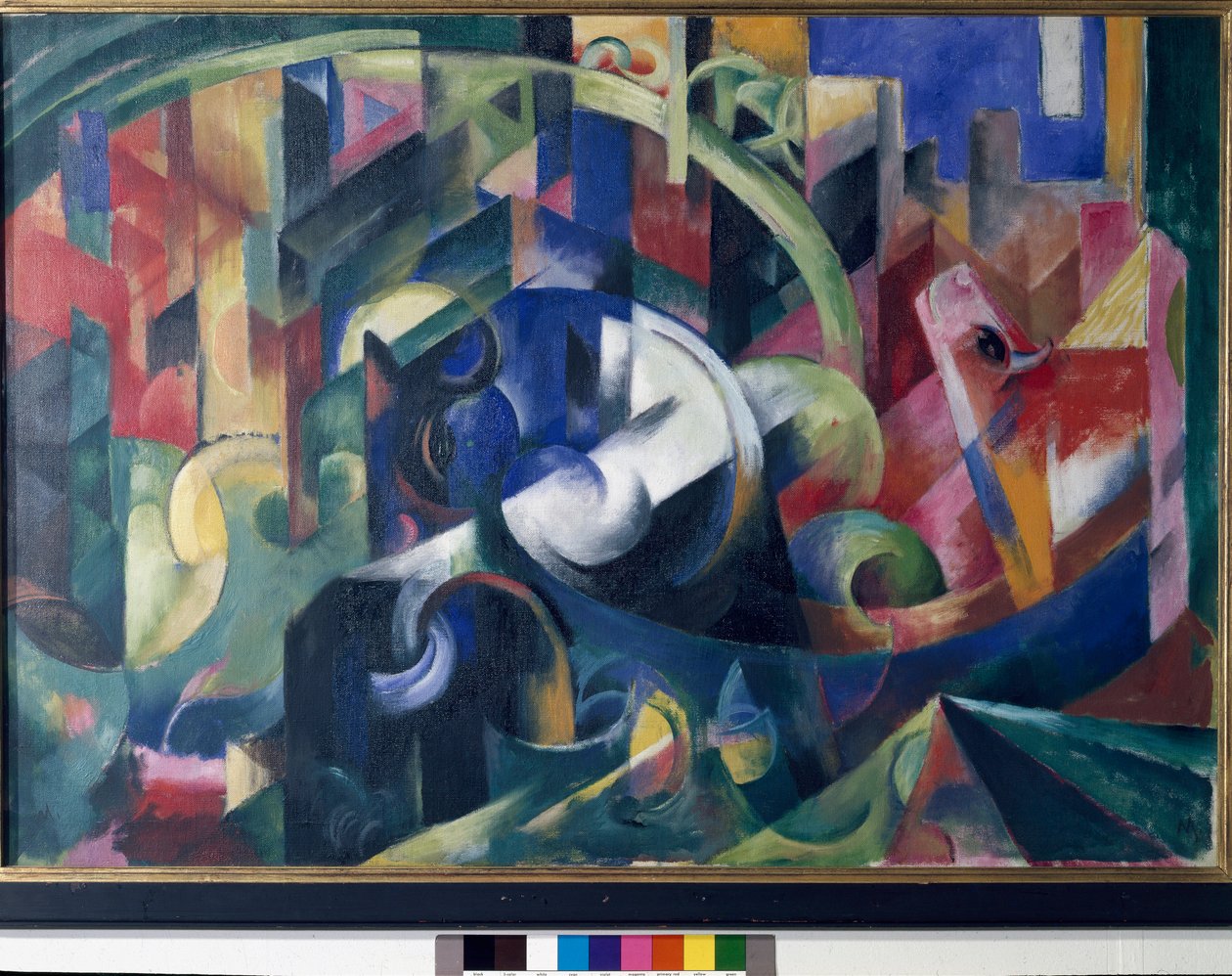 Schilderij met ossen door Franz Marc
