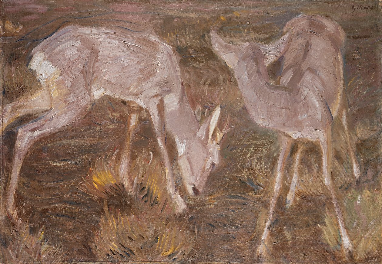 Herten in de schemering door Franz Marc