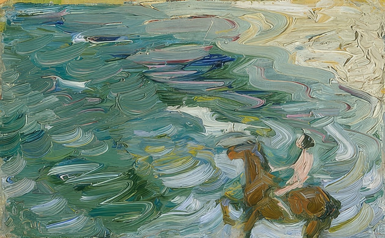 Ruiter op het strand door Franz Marc