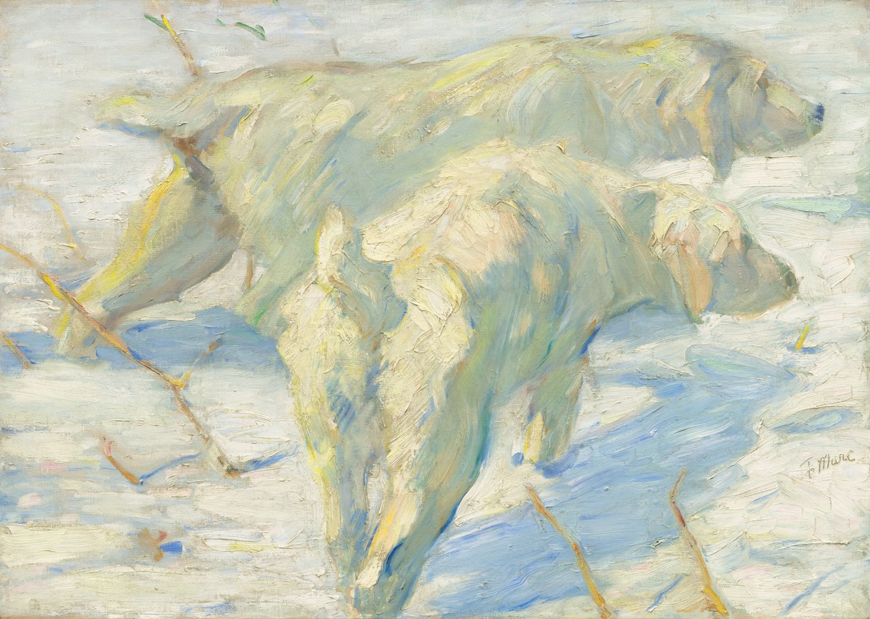 Siberische honden in de sneeuw door Franz Marc