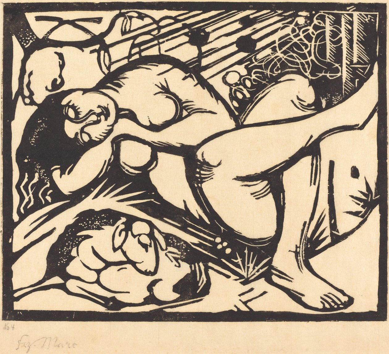 Slapende herderin (Schlafende Hirtin) door Franz Marc