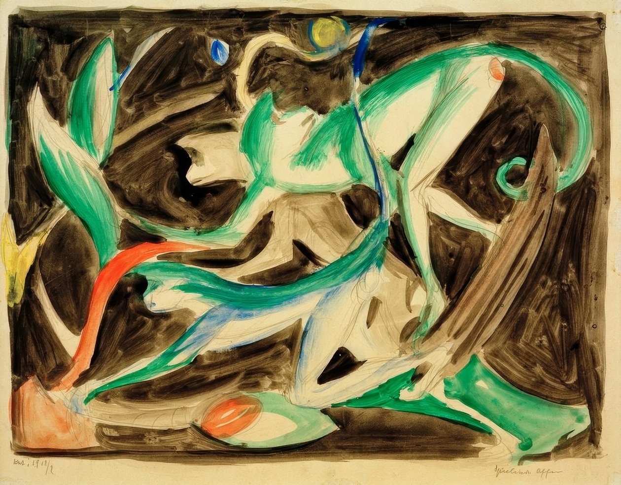 Spelende apen door Franz Marc