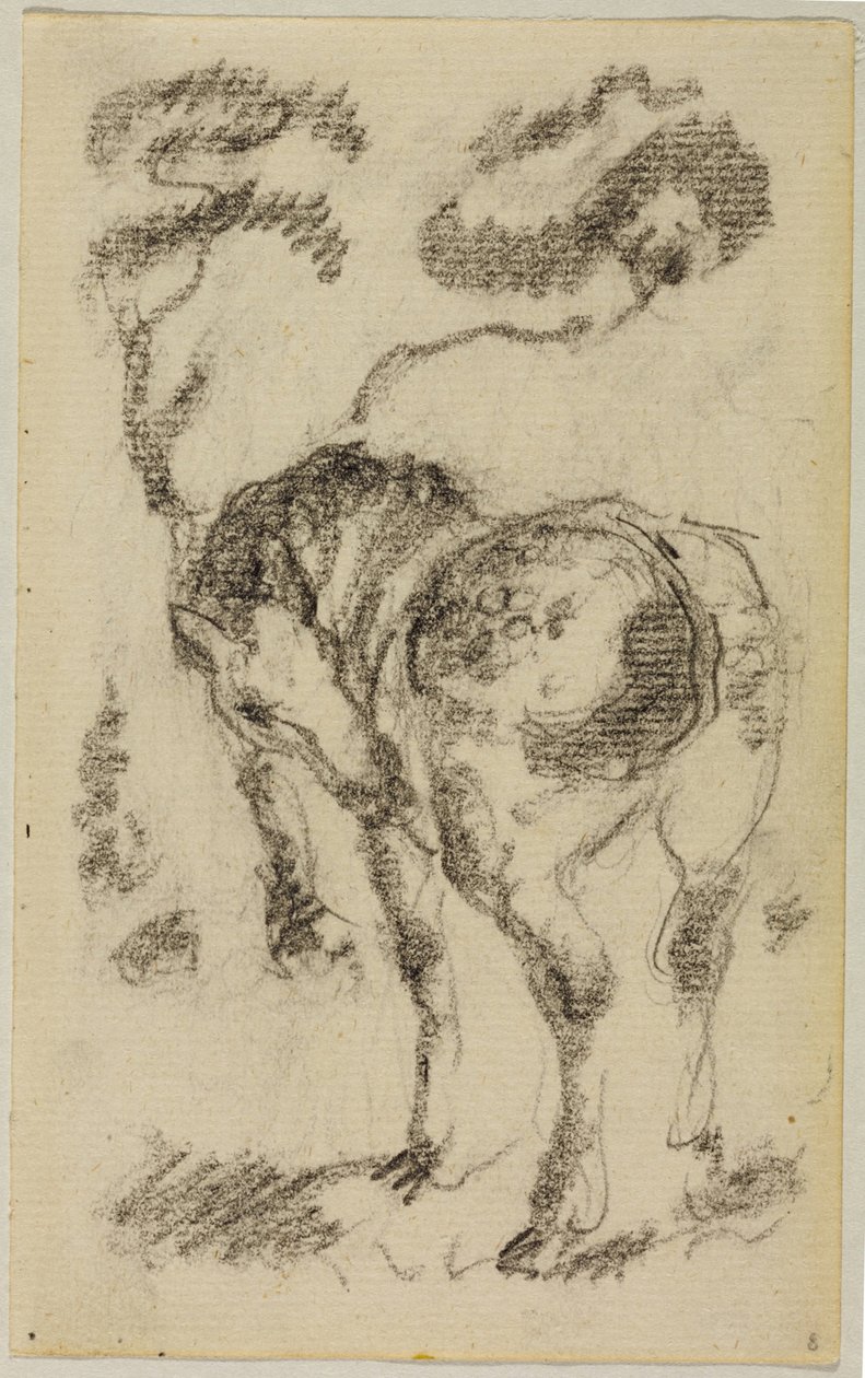 Staand paard met bomen door Franz Marc