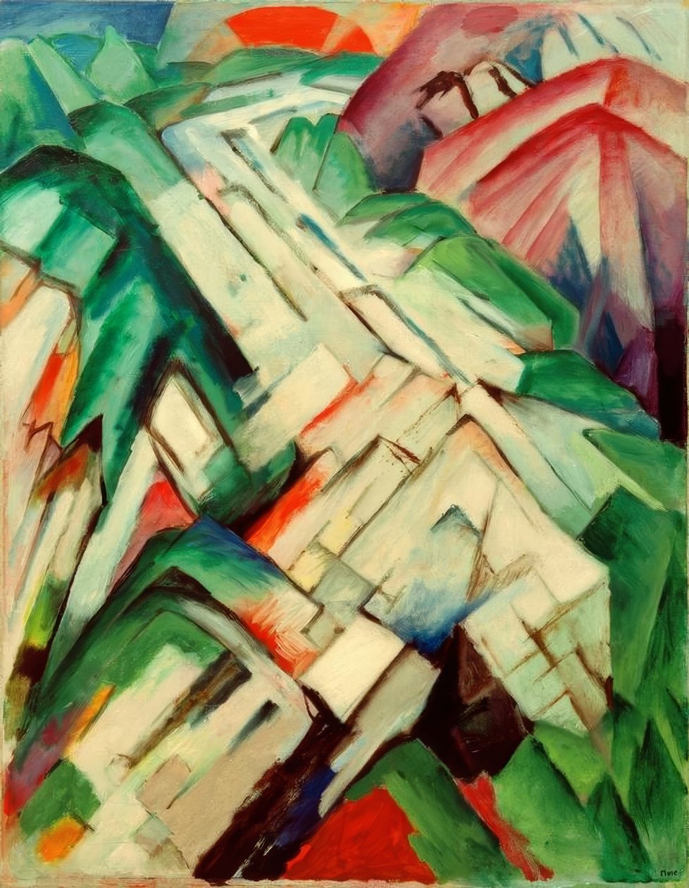 Rotsachtige weg (Bergen / Landschap) door Franz Marc
