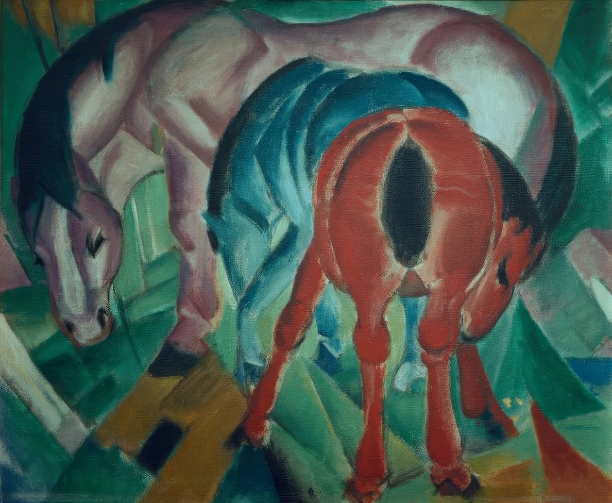Merrie met veulen door Franz Marc